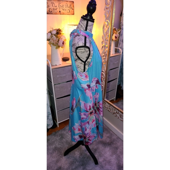 Paisley Blue Floral Halter Top Dress - Picture 2 of 5